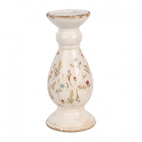 Ceramiczny Świecznik w Kwiaty A Clayre & Eef