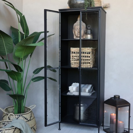 Metalowa Witryna Industrialna Chic Antique Czarna A