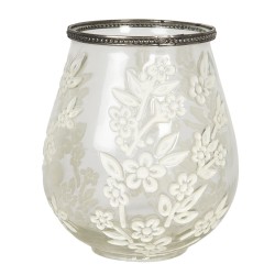 Szklany Świecznik Na Tealight w Kwiatki D Clayre & Eef
