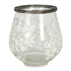 Szklany Świecznik Na Tealight w Kwiatki E Clayre & Eef